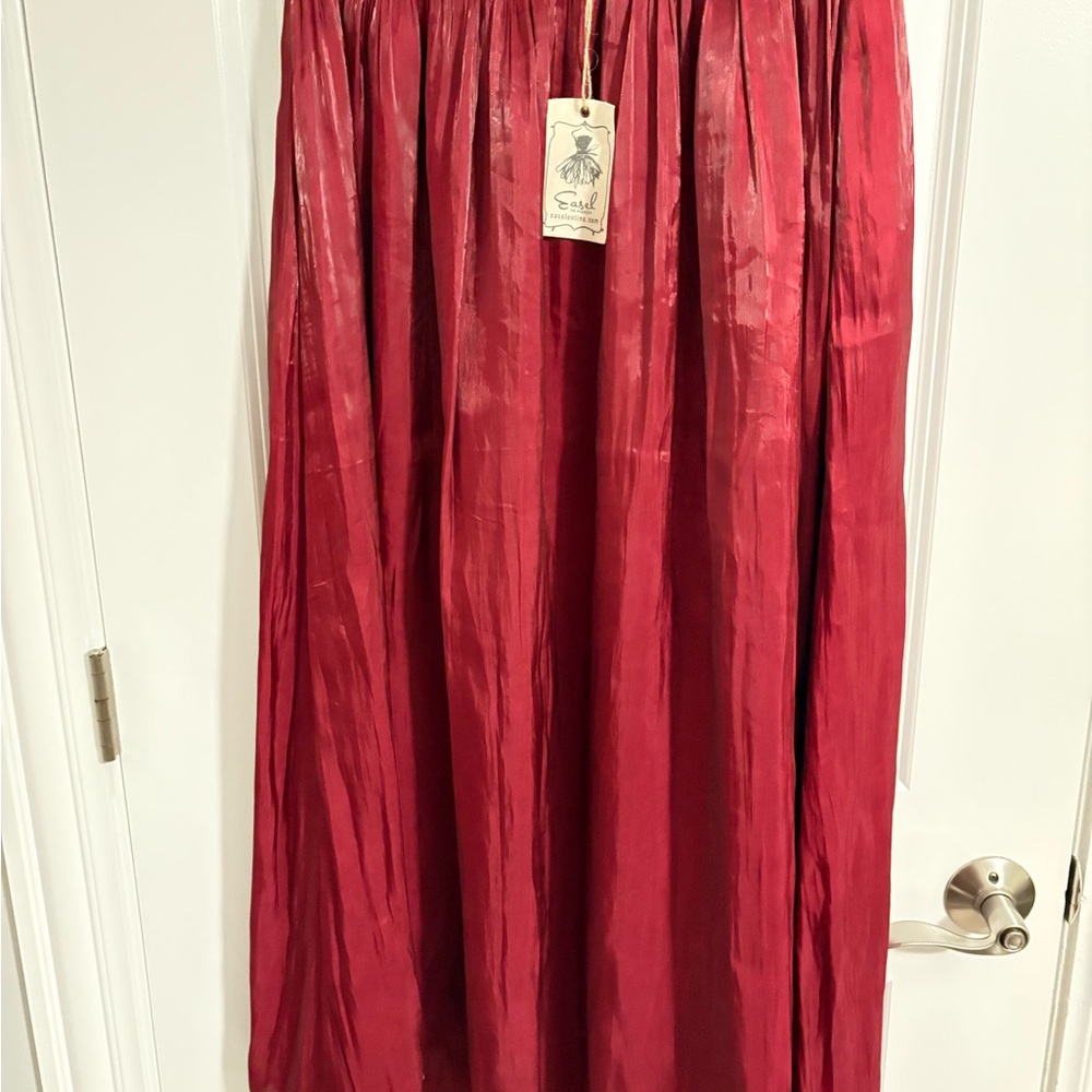 Easel Deep Red Maxi Skirt
